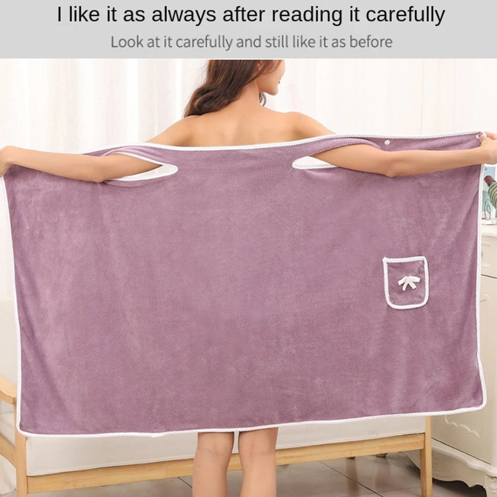 Bath Elegance: 140x80cm Wearable Coral Fleece Towels